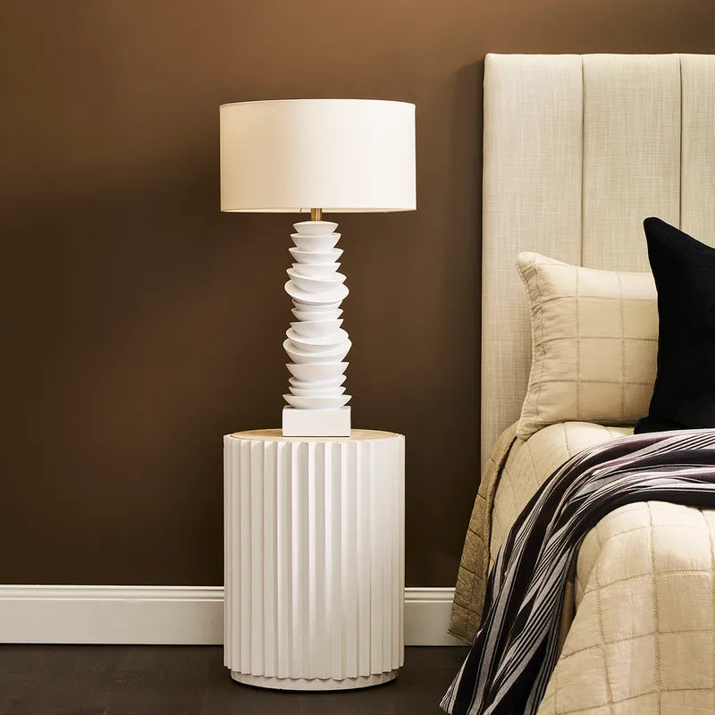 Mendoza Table Lamp - White w White Shade