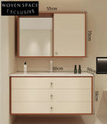Ezra Sliding Mirror Bathroom Cabinet 60CM sliding mirror cabinet [ceramic integrated basin] oak paint free delivery to