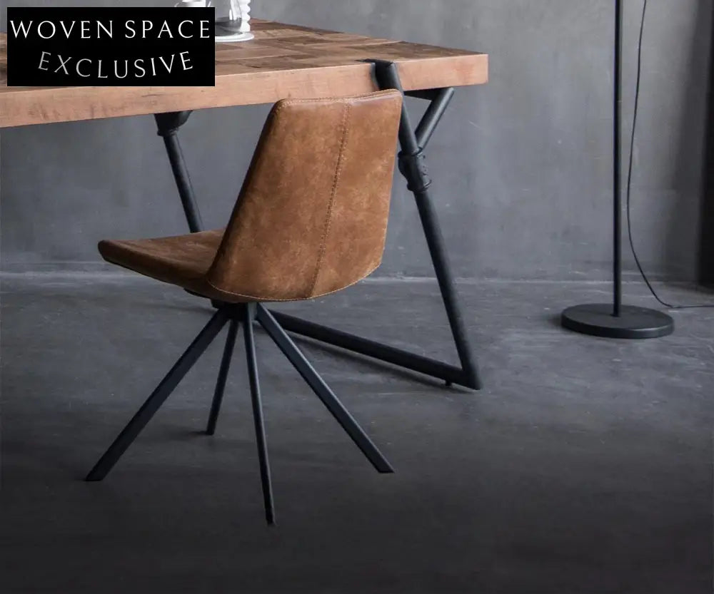 Fenric Iron Frame Cowhide Dining Room Chair