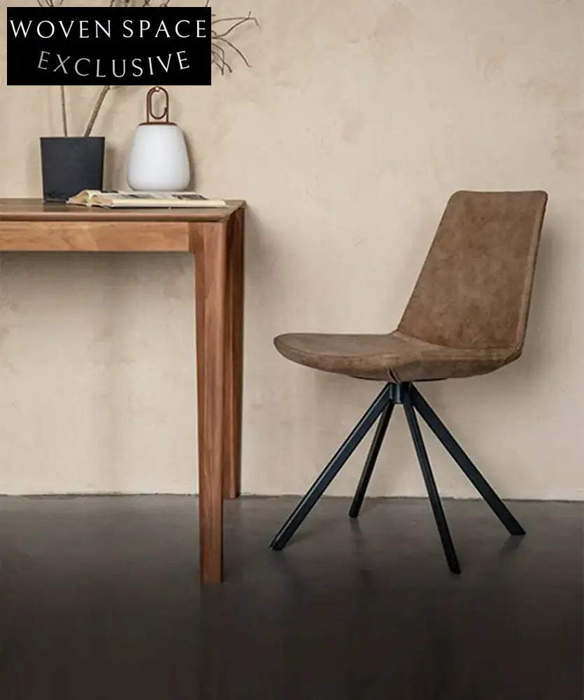 Fenric Iron Frame Cowhide Dining Room Chair