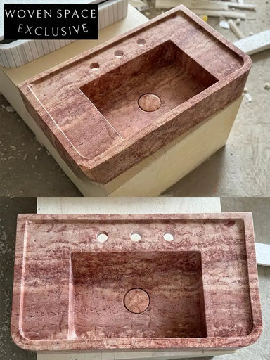 Ferrand Mooli Home Wabi-Sabi Wall-Mounted Travertine Basin