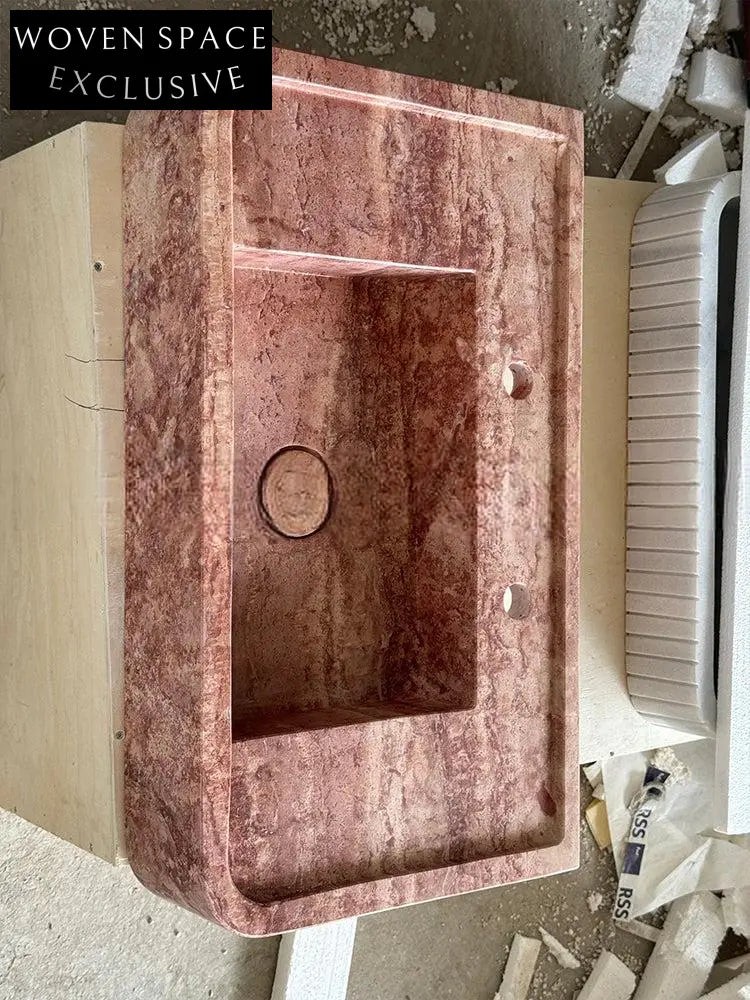 Ferrand Mooli Home Wabi-Sabi Wall-Mounted Travertine Basin