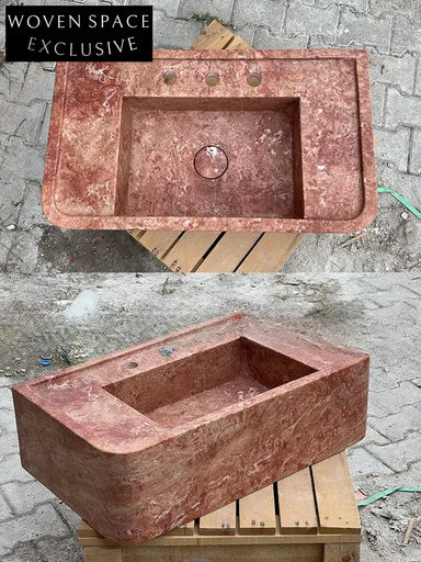 Ferrand Mooli Home Wabi-Sabi Wall-Mounted Travertine Basin