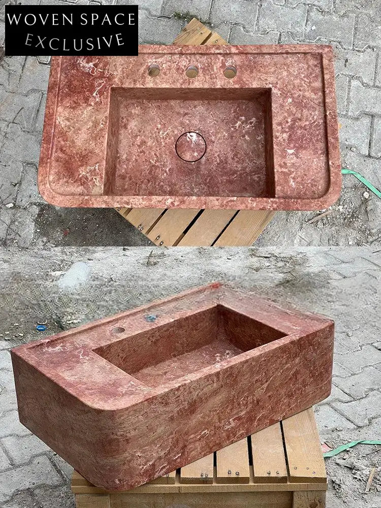 Ferrand Mooli Home Wabi-Sabi Wall-Mounted Travertine Basin