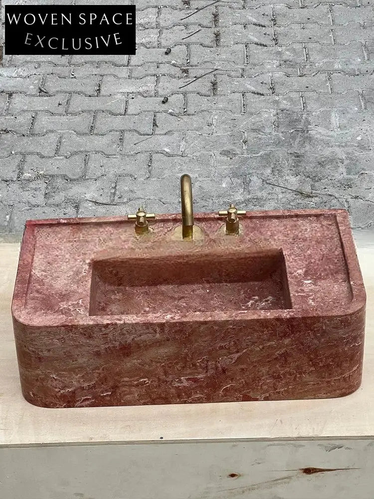 Ferrand Mooli Home Wabi-Sabi Wall-Mounted Travertine Basin