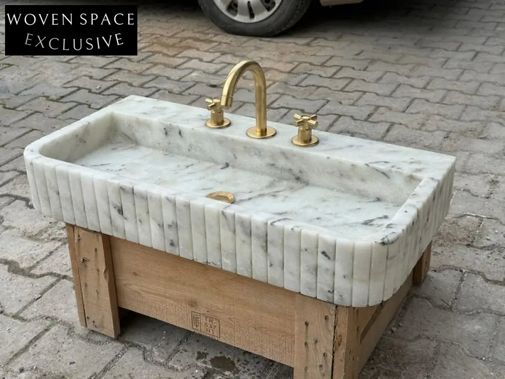 Fidèle Marble Sink Ribbed 3 Sides Wash Basin