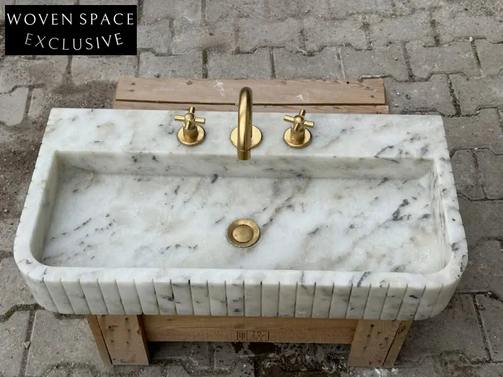 Fidèle Marble Sink Ribbed 3 Sides Wash Basin