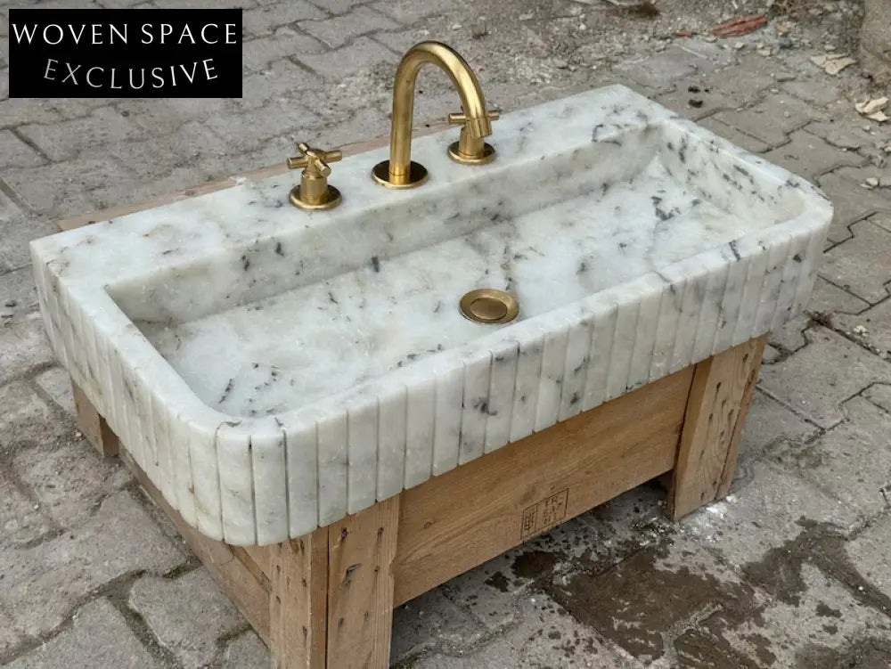 Fidèle Marble Sink Ribbed 3 Sides Wash Basin