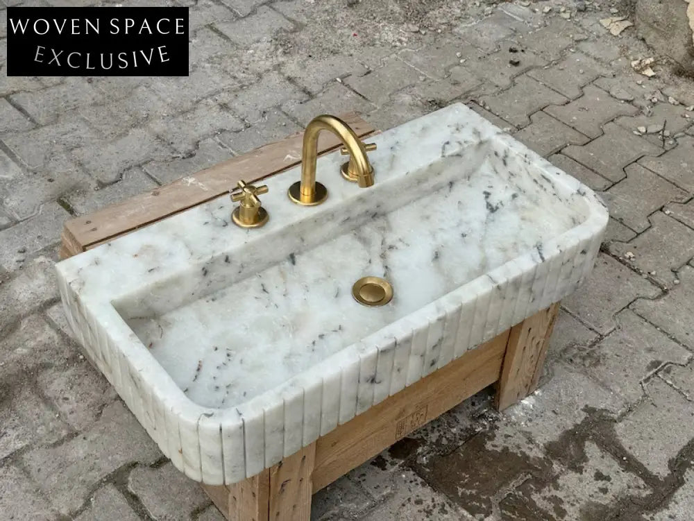 Fidèle Marble Sink Ribbed 3 Sides Wash Basin