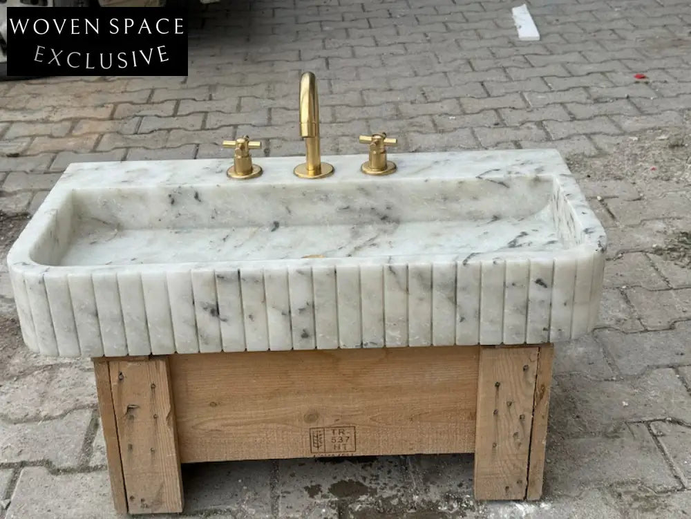 Fidèle Marble Sink Ribbed 3 Sides Wash Basin