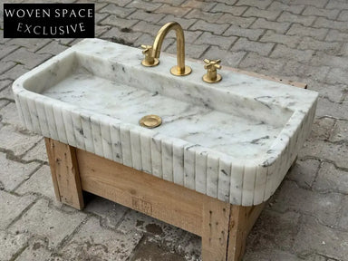 Fidèle Marble Sink Ribbed 3 Sides Wash Basin