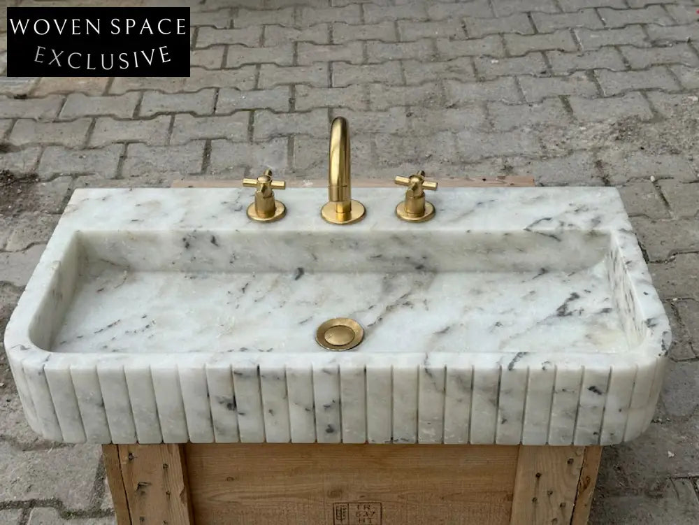 Fidèle Marble Sink Ribbed 3 Sides Wash Basin