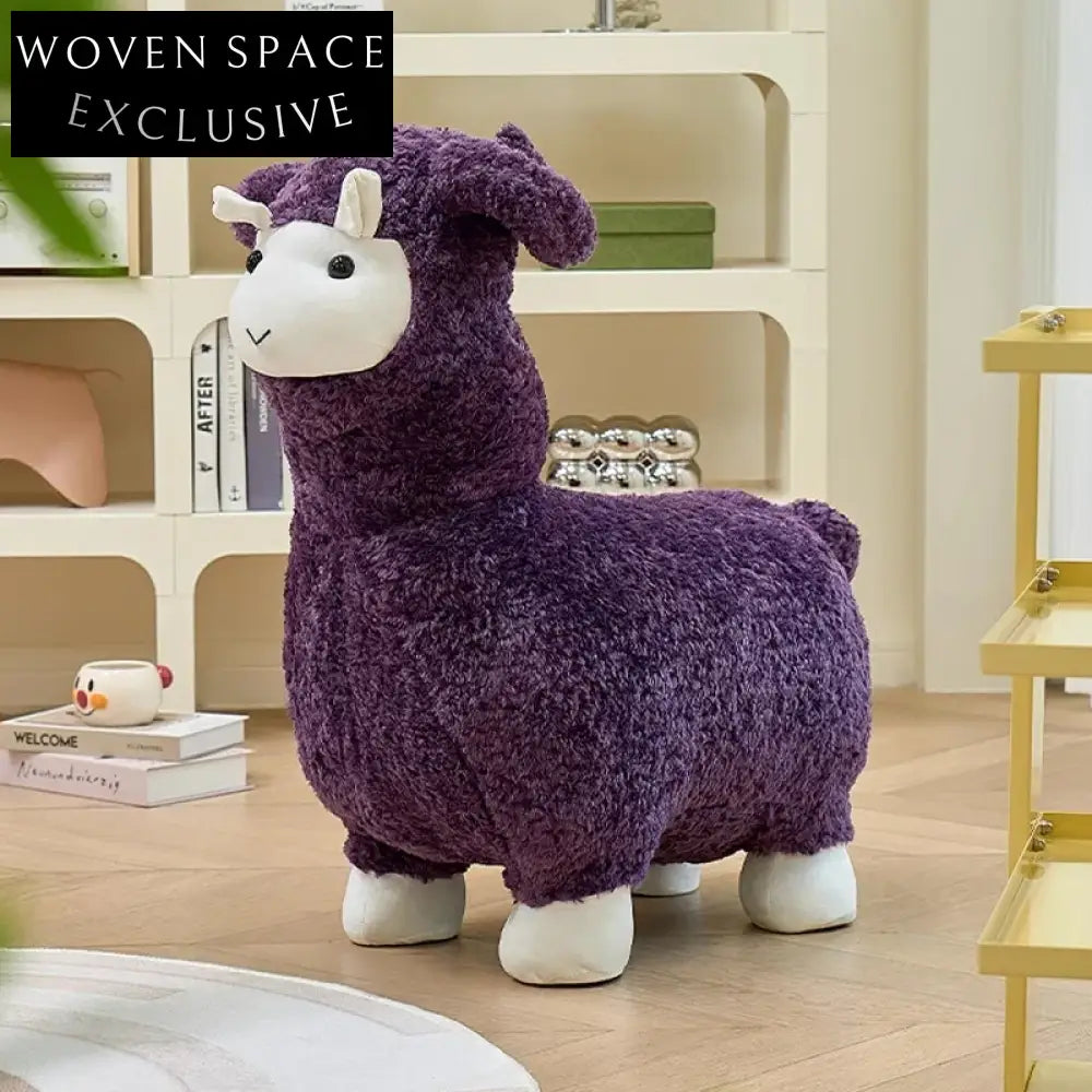 Fluffy Sheep Kids Animal Stool Chair - Soft Plush Upholstered Children's Furniture