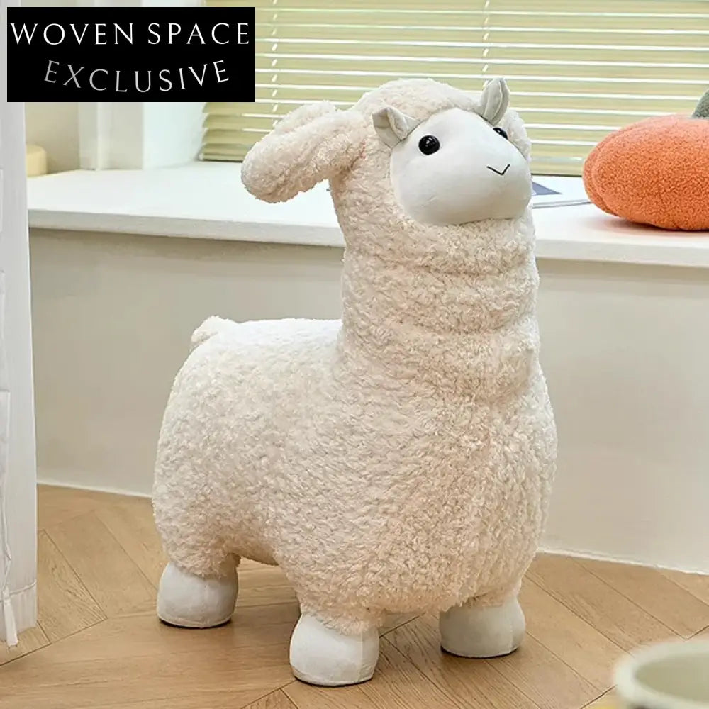 Fluffy Sheep Kids Animal Stool Chair - Soft Plush Upholstered Children's Furniture