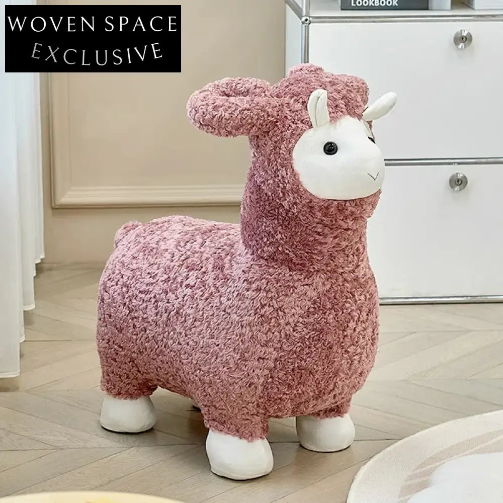 Fluffy Sheep Kids Animal Stool Chair - Soft Plush Upholstered Children's Furniture