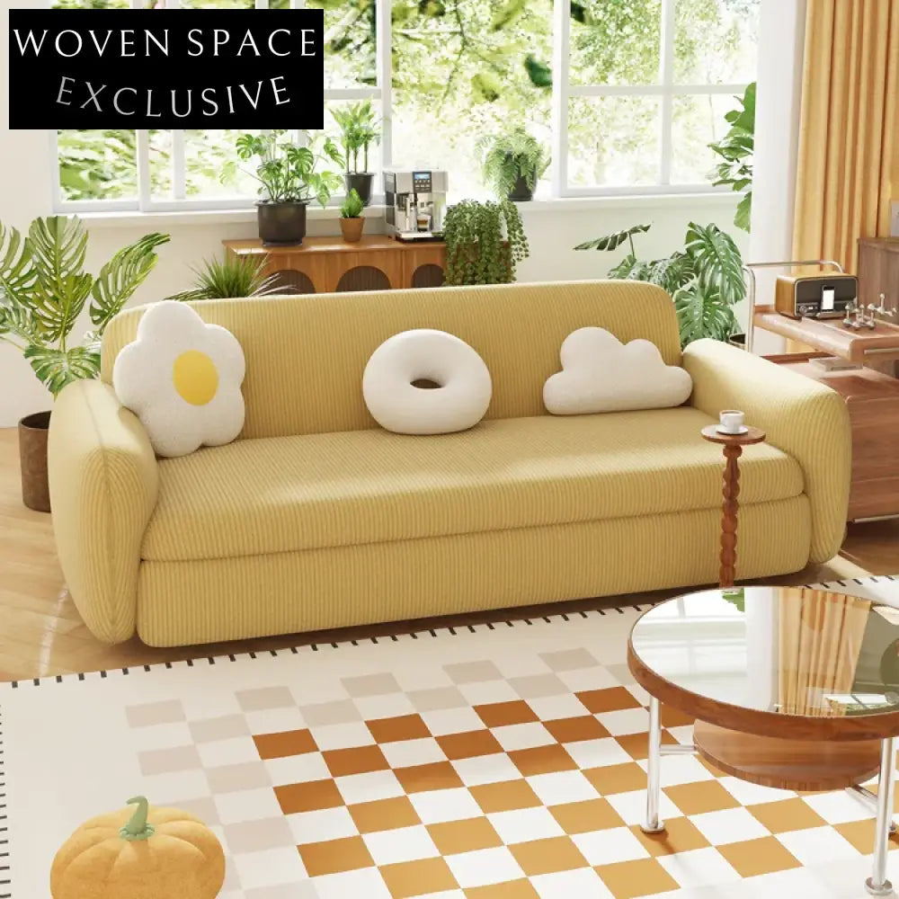 Fluffy Teddy Fabric Lamb Wool Folding Sofa Bed for Small Apartments