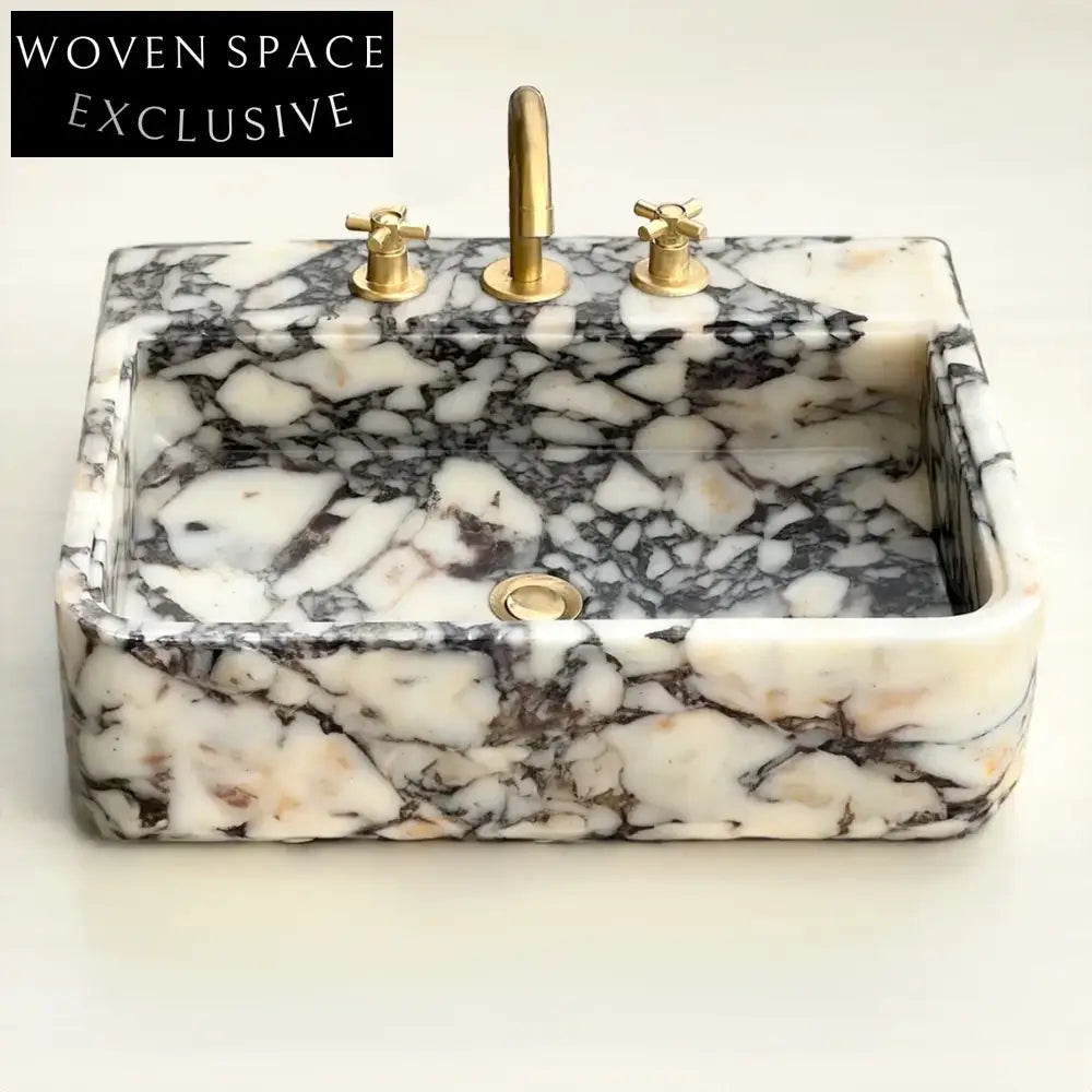 Francesca Artisanal Wall Mount Marble Sink - Calacatta Viola