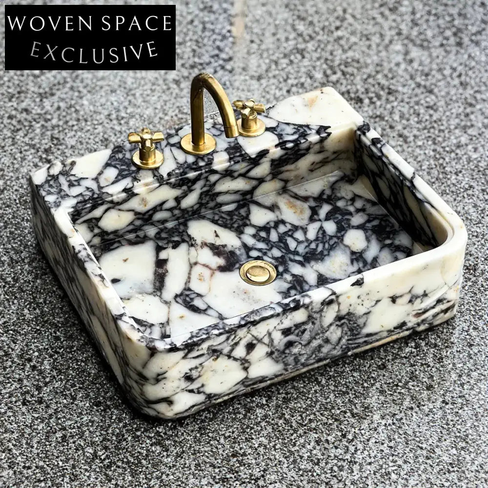 Francesca Artisanal Wall Mount Marble Sink - Calacatta Viola