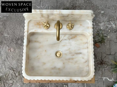 Francesco Calacatta Marble Sink with Gold Backsplash