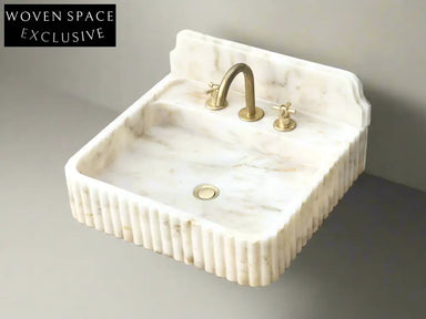 Francesco Calacatta Marble Sink with Gold Backsplash