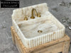 Francesco Calacatta Marble Sink with Gold Backsplash