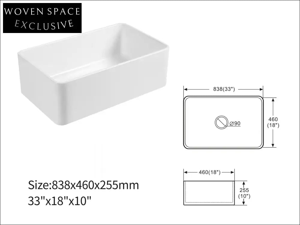 Francesco Semi-Embedded Ceramic Sink Single Trough Vegetable Basin