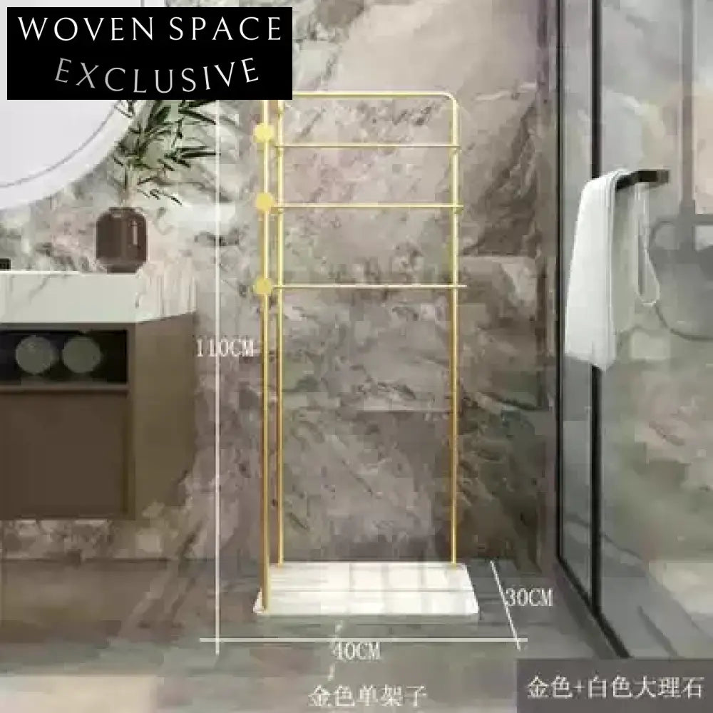 Freestanding Bathroom Towel Rack with Laundry Basket, Hotel Style Towel Holder