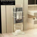 Freestanding Bathroom Towel Rack with Laundry Basket Storage Shelf