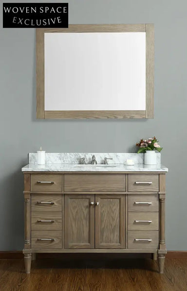 French Antique Style Solid Wood Bathroom Vanity Cabinet with Marble Top