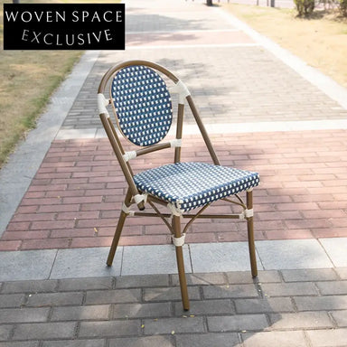 French Bistro Outdoor Rattan Wicker Dining Chair - Bamboo Look Garden Furniture