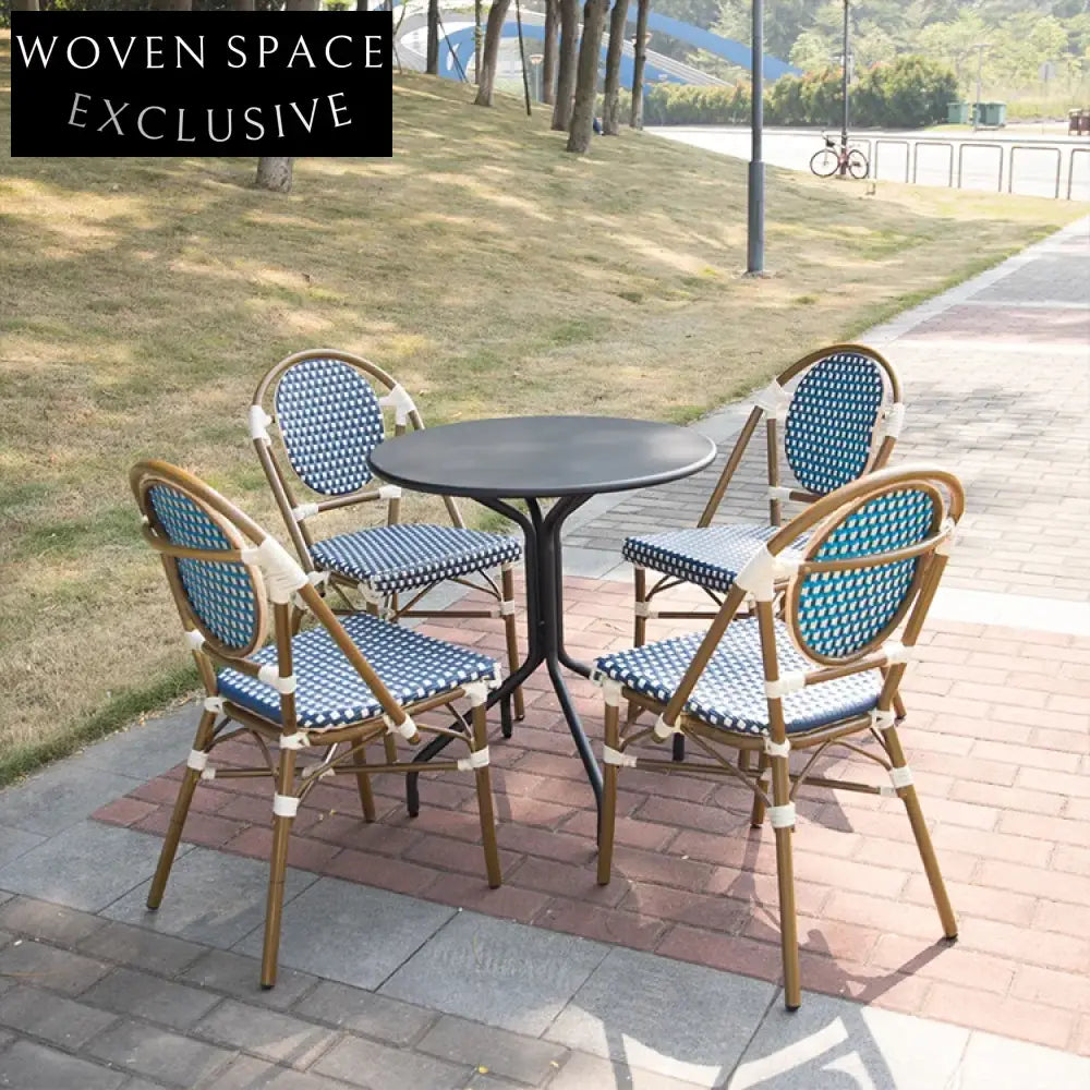 French Bistro Outdoor Rattan Wicker Dining Chair - Bamboo Look Garden Furniture