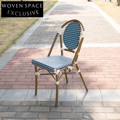 French Bistro Outdoor Rattan Wicker Dining Chair - Bamboo Look Garden Furniture