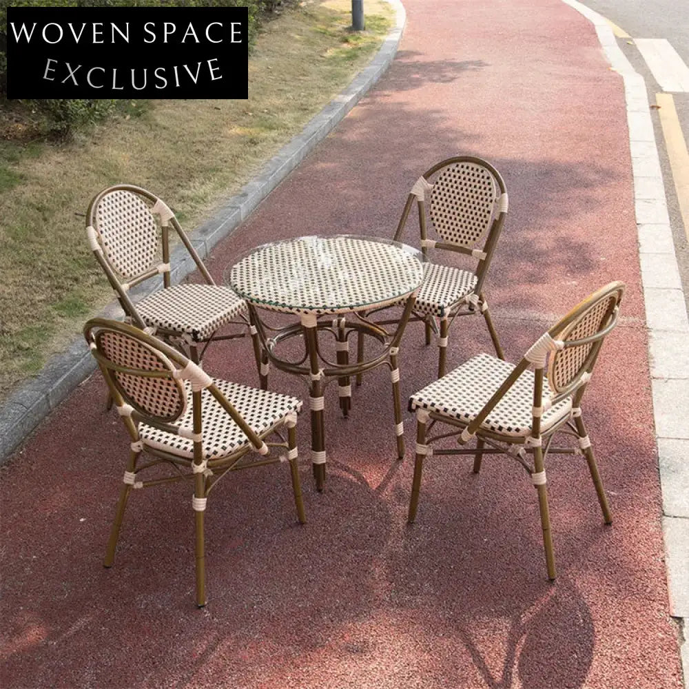 French Bistro Outdoor Rattan Wicker Dining Chair - Bamboo Look Garden Furniture