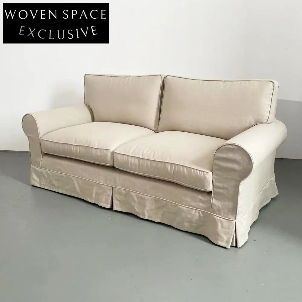 French Classic Linen Fabric Sofa with Removable Slipcover for Living Room