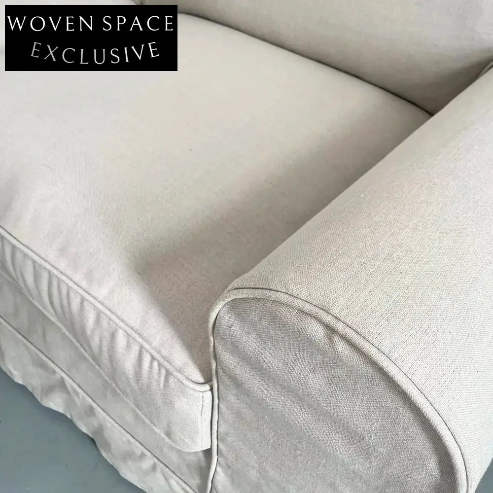 French Classic Linen Fabric Sofa with Removable Slipcover for Living Room