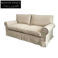 French Classic Linen Fabric Sofa with Removable Slipcover for Living Room