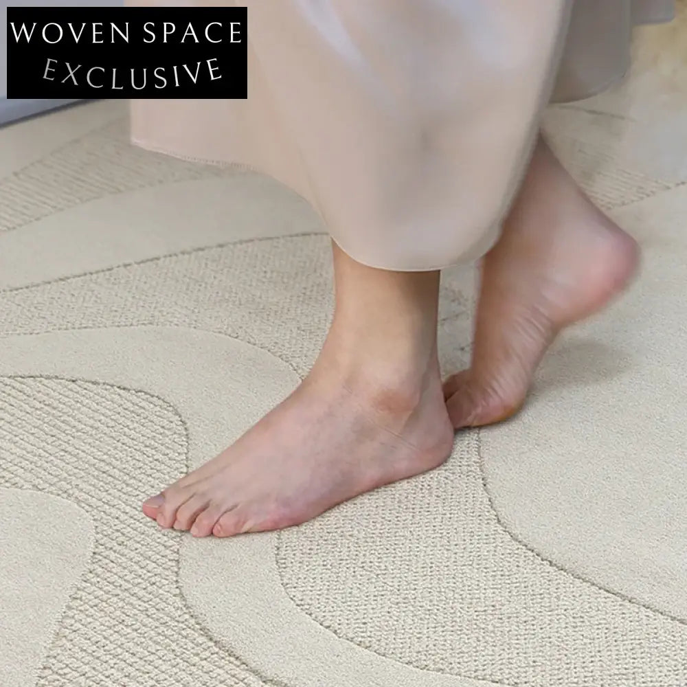 French Cream Modern Irregular Area Rug - Waterproof & Stain-Resistant