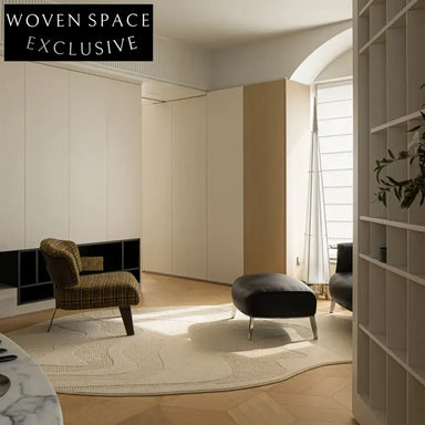 French Cream Modern Irregular Area Rug - Waterproof & Stain-Resistant