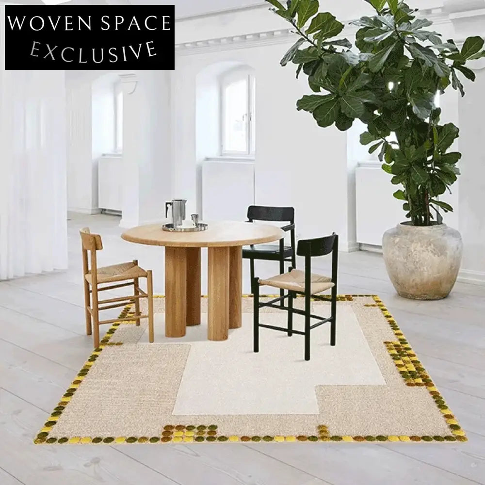 French Cream Style Handmade Luxury Plush Area Rug for Living Room