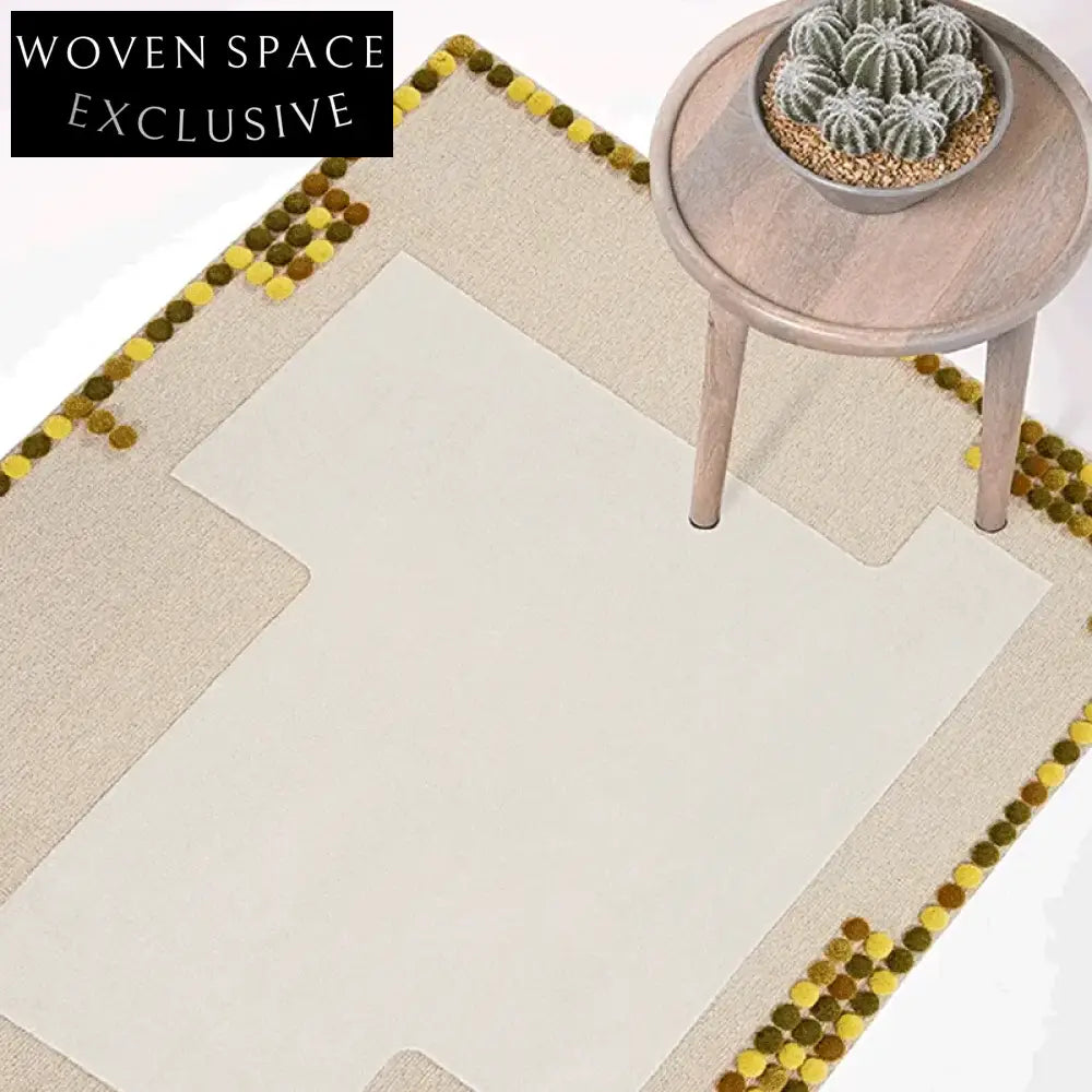 French Cream Style Handmade Luxury Plush Area Rug for Living Room