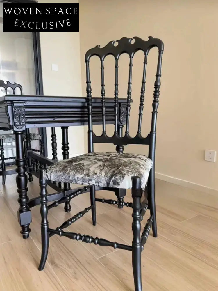 French medieval Napoleon chair solid wood dining chair American light luxury high-end soft pack retro dining table