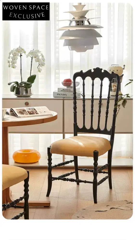 French medieval Napoleon chair solid wood dining chair American light luxury high-end soft pack retro dining table