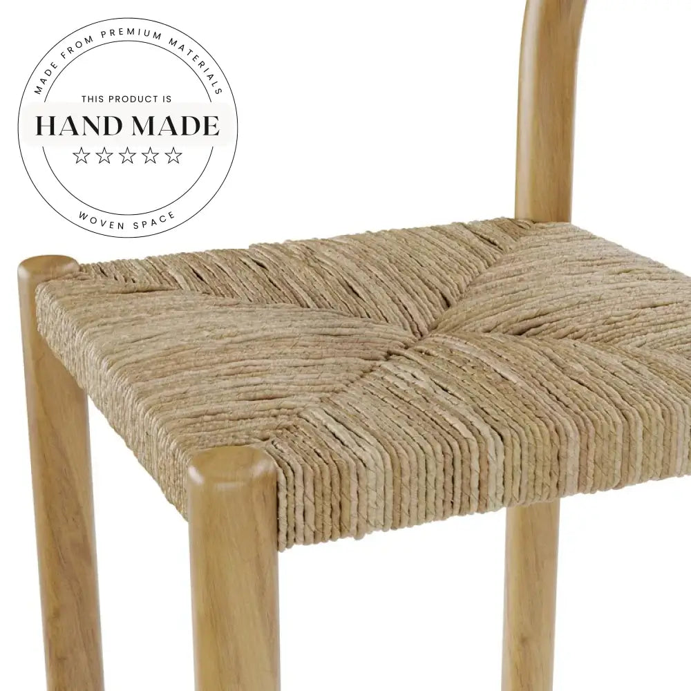 French Medieval Solid Wood Woven Grass Vine Kitchen Counter Bar Stool