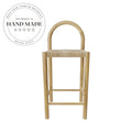 French Medieval Solid Wood Woven Grass Vine Kitchen Counter Bar Stool