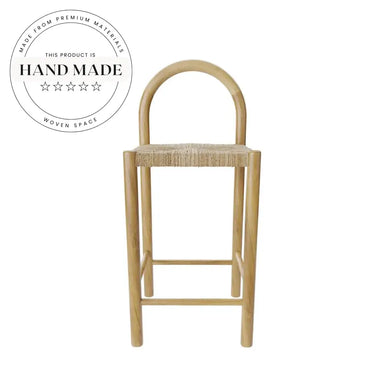 French Medieval Solid Wood Woven Grass Vine Kitchen Counter Bar Stool