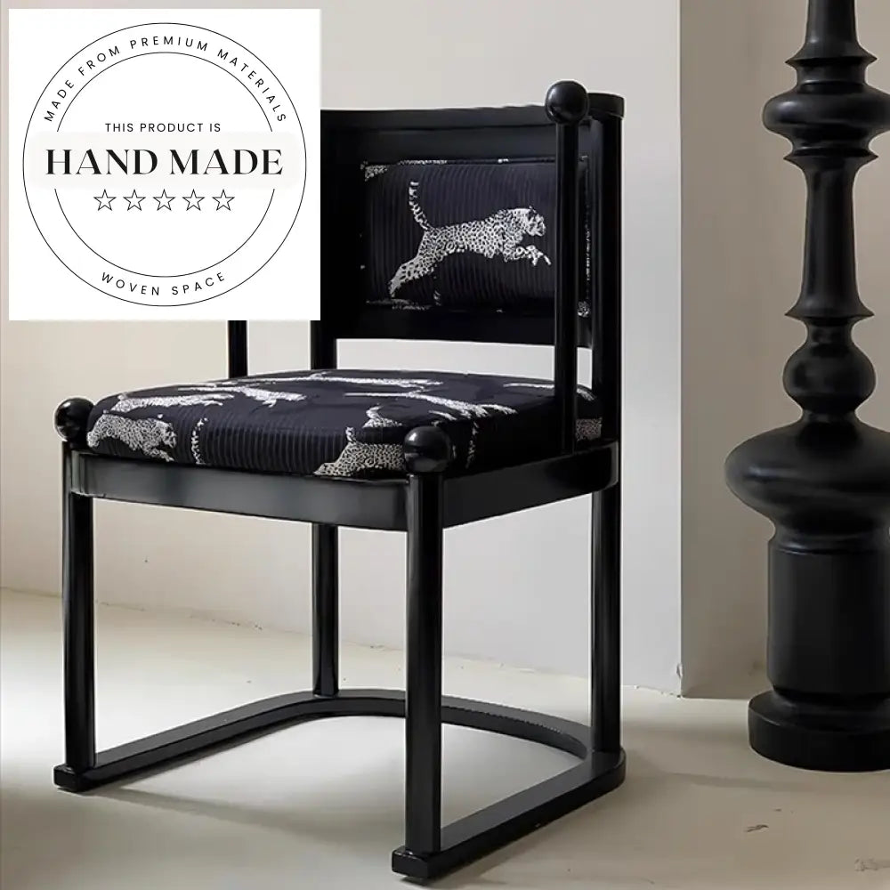 French Modern Retro Leopard Pattern Solid Wood Dining Chair