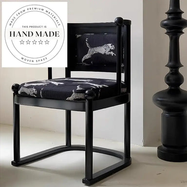 French Modern Retro Leopard Pattern Solid Wood Dining Chair