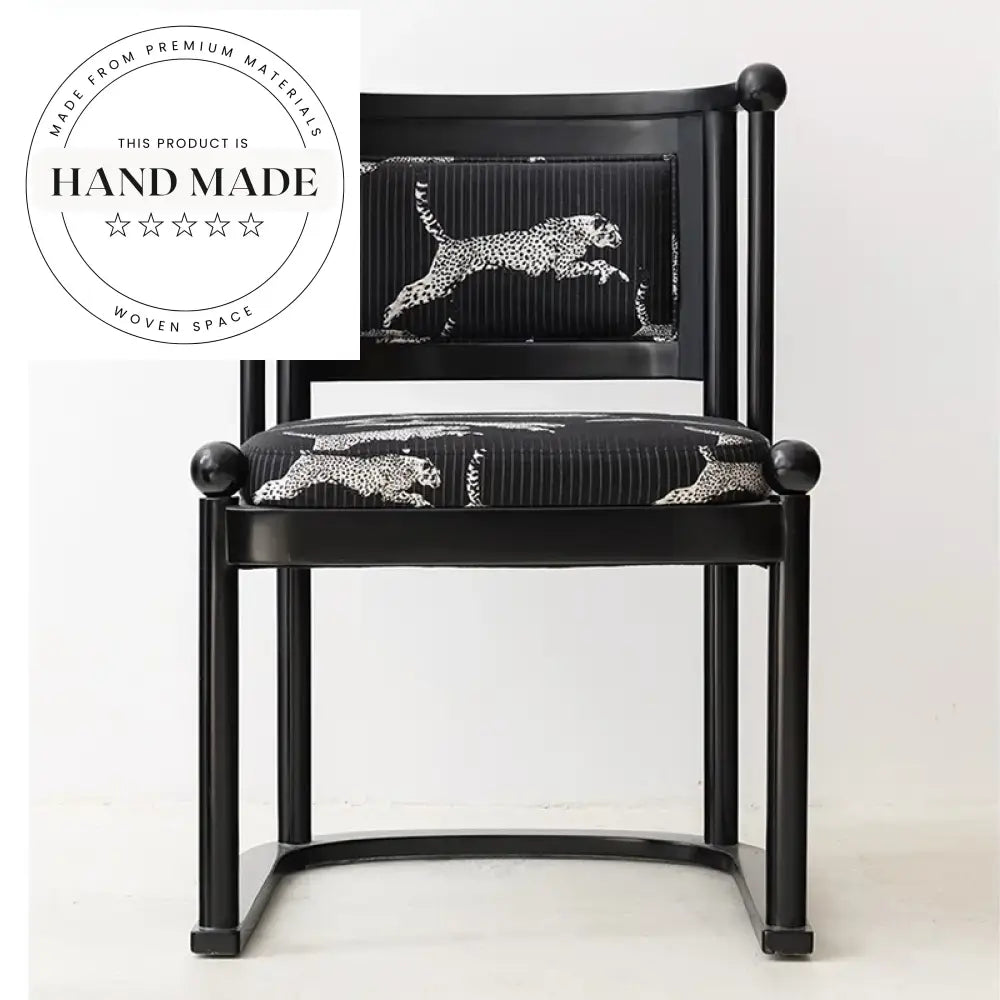 French Modern Retro Leopard Pattern Solid Wood Dining Chair