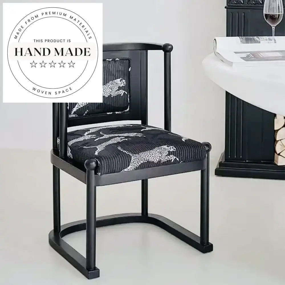 French Modern Retro Leopard Pattern Solid Wood Dining Chair