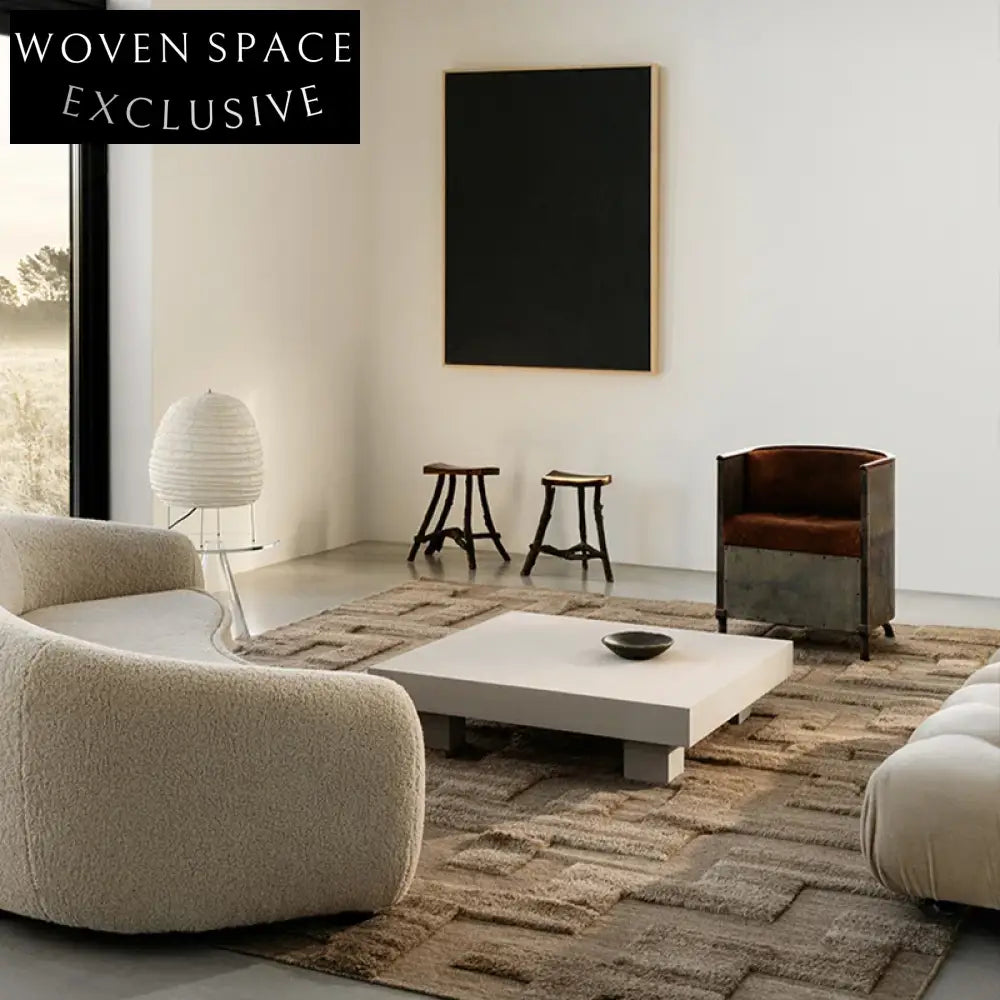 French Modern Thick Handmade Solid Color Plush Area Rug for Living Room